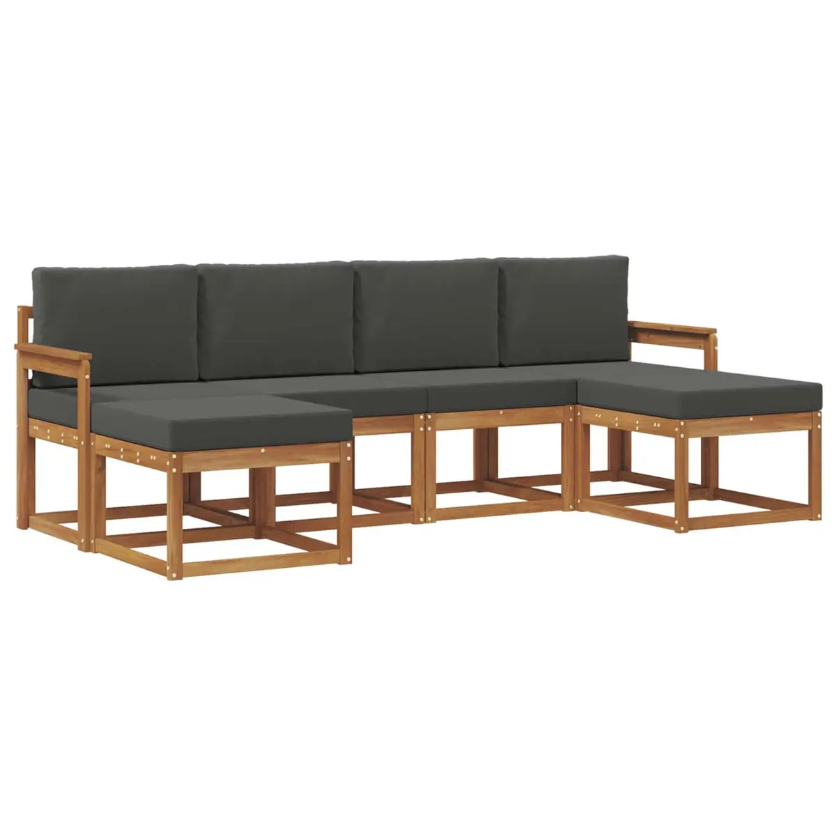 6 Piece Outdoor Furniture Set Modern Brown Engineered Wood Patio Garden Sofa