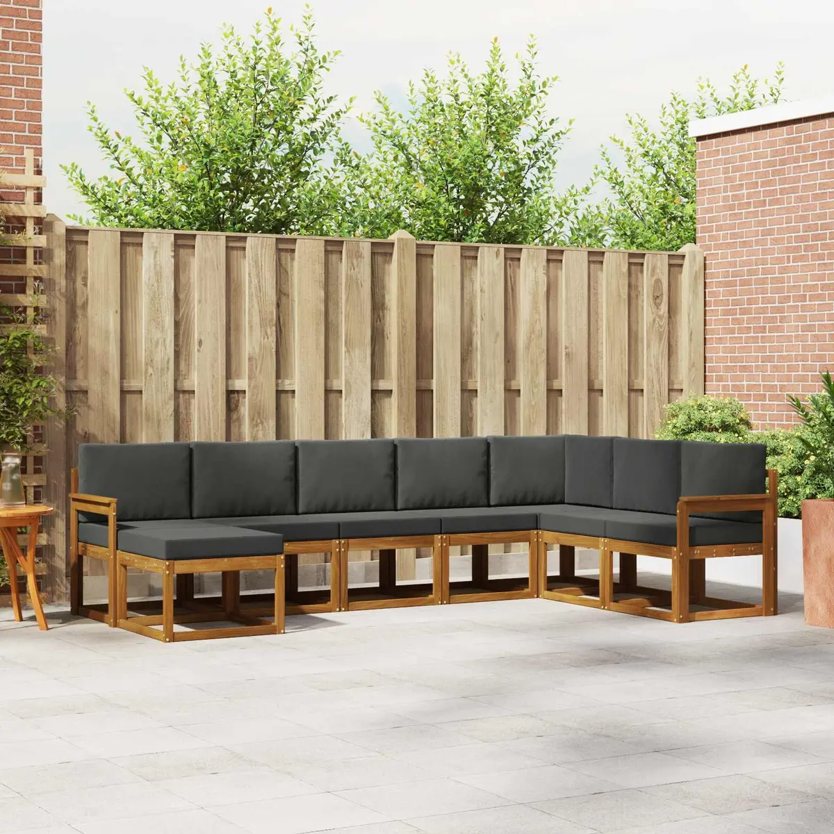 Outdoor Sofa Set Modular Solid Acacia Wood 8 Pieces Brown