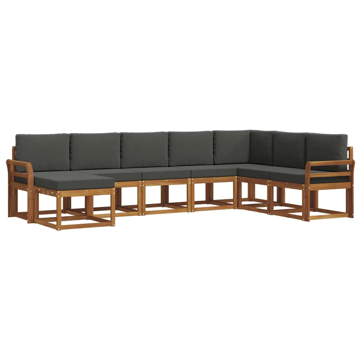 Outdoor Sofa Set Modular Solid Acacia Wood 8 Piece Natural Brown