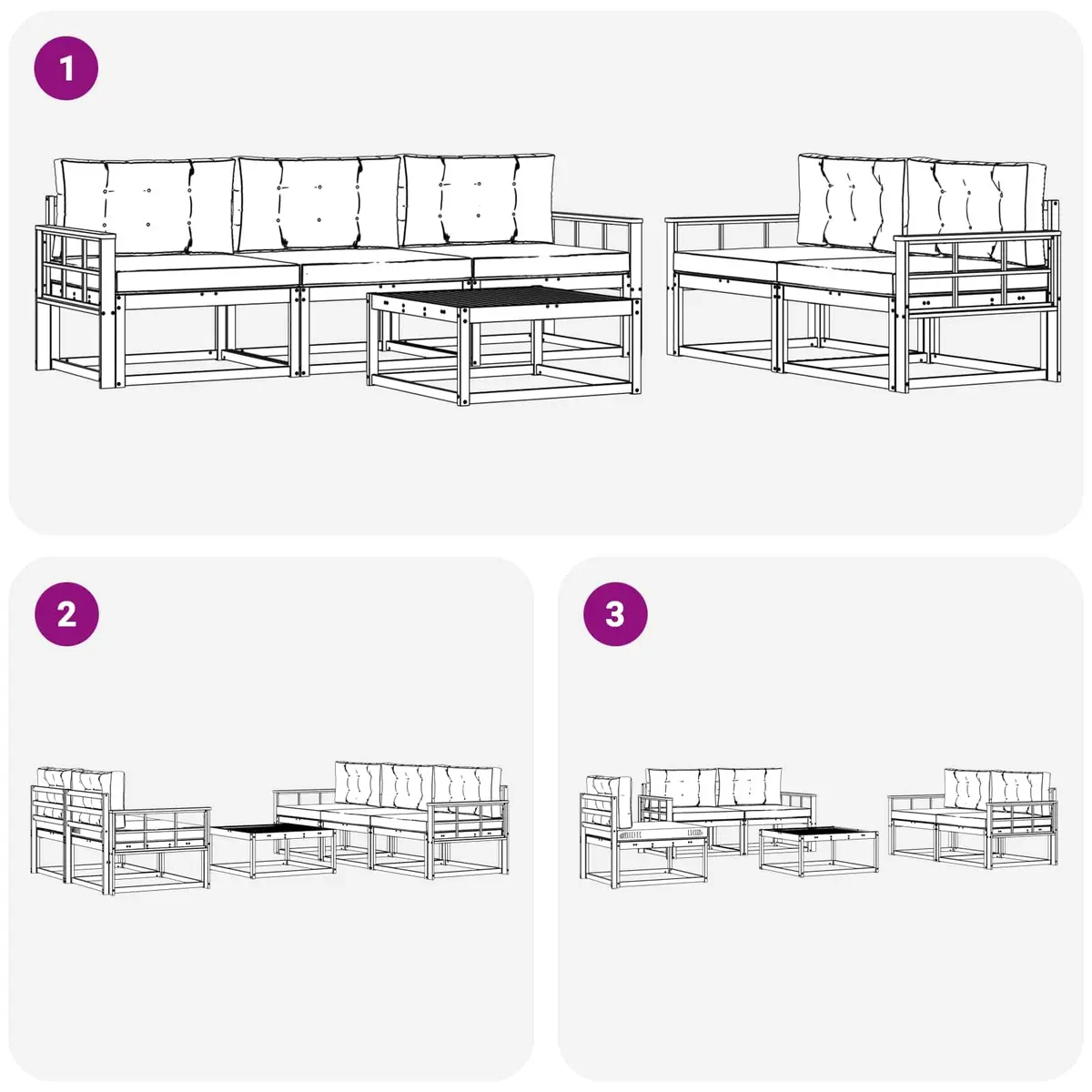 Outdoor Sectional Sofa Set 6 pcs Garden Patio Furniture Modular Lounge Seating