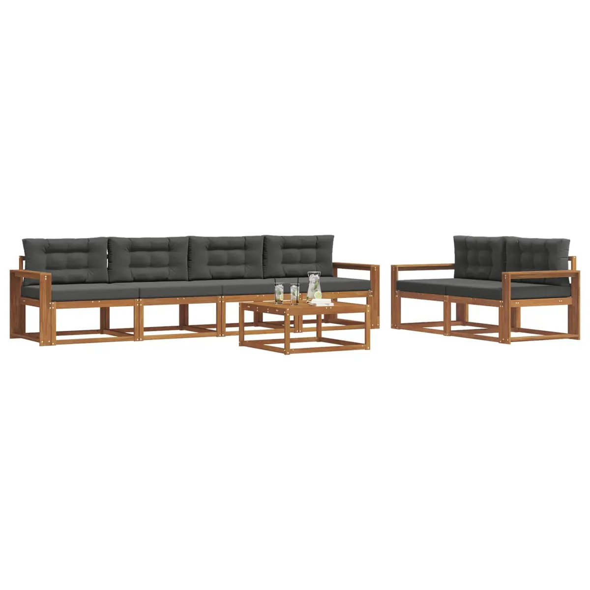 Outdoor Sectional Sofa Set 7 pcs Garden Patio Furniture Modular Lounging