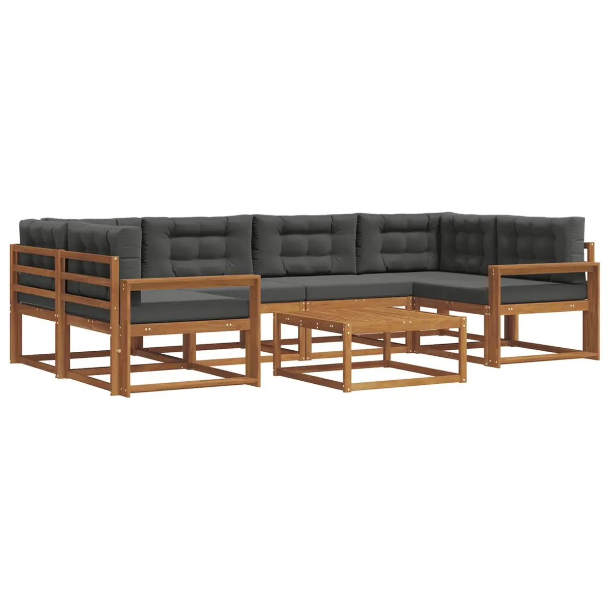 Outdoor Sofa Set 7 Pieces Garden Patio Sectional Furniture Natural Anthracite