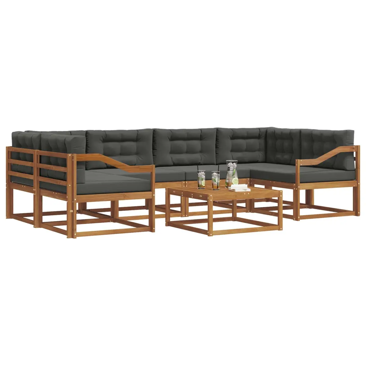 Outdoor Sofa Set 7 Pieces Garden Patio Sectional Furniture Cushion Natural