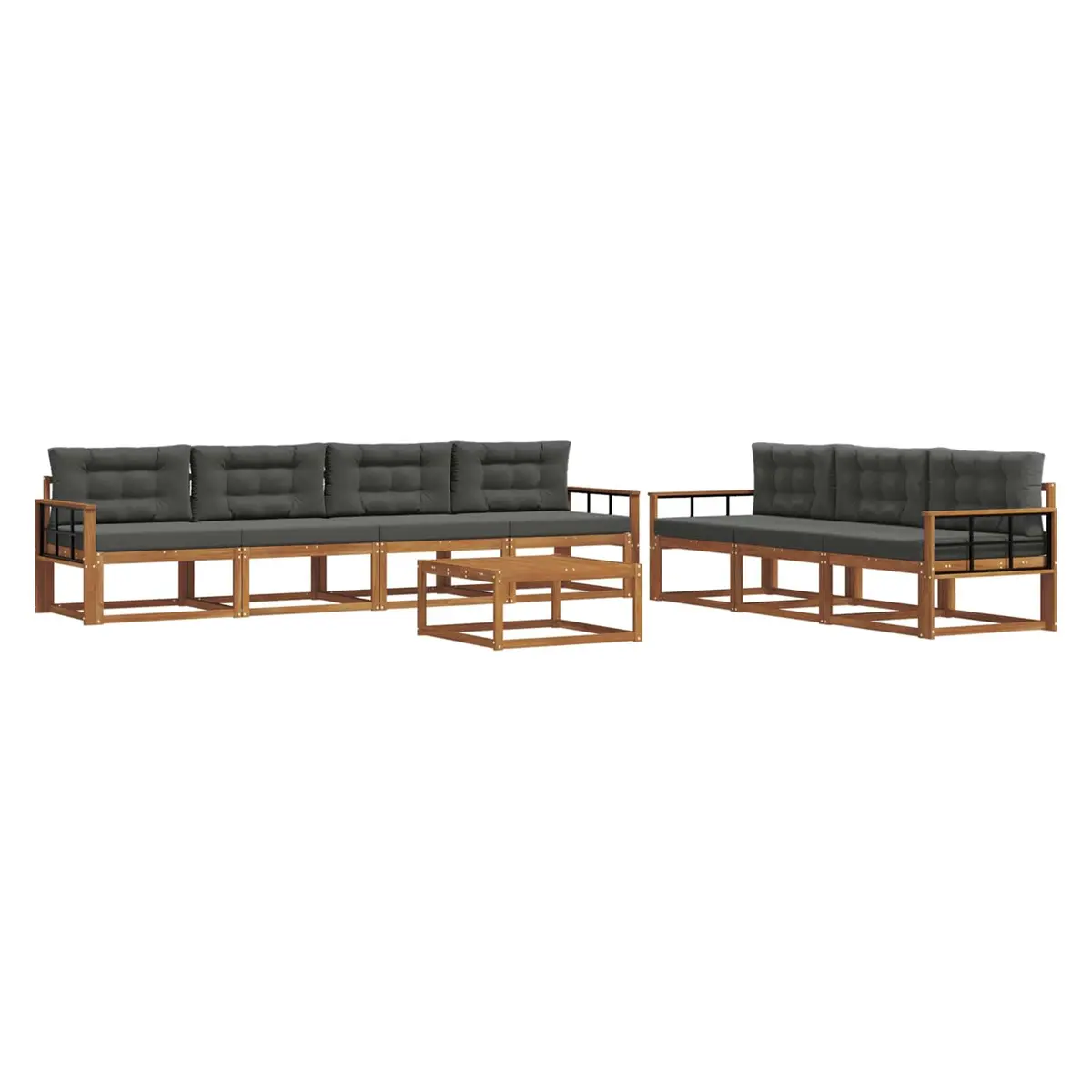 Outdoor Sectional Sofa Set Solid Acacia Wood 8 Piece Modular Natural