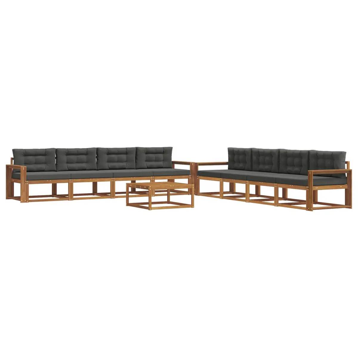 9PieceGardenPatioLoungeSofaSetBrownCushionsWeatherResistantSolidAcaciaWoodOutdoorFurniture