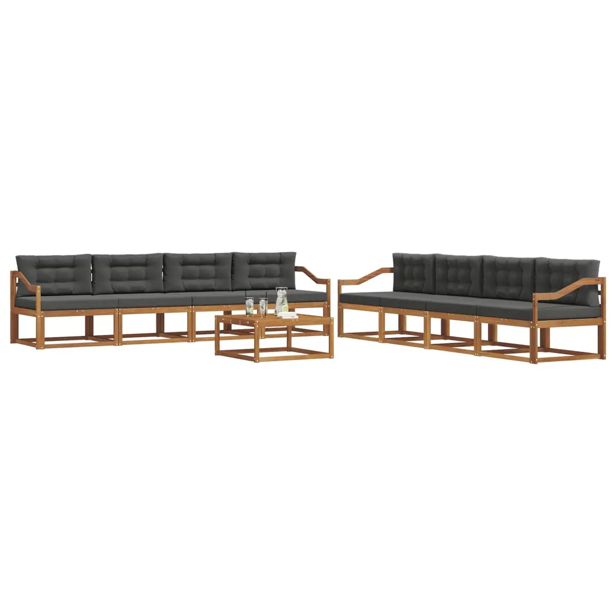 Outdoor Sectional Sofa Set 9 pcs Garden Patio Furniture Lounge Seating with