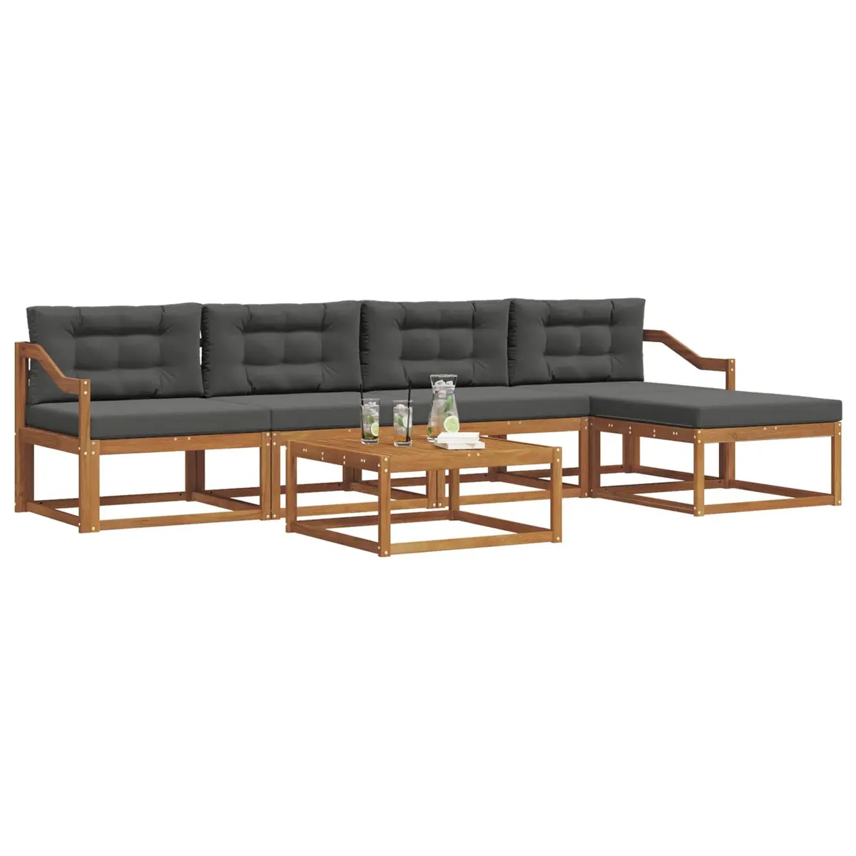 Outdoor Sectional Sofa Set 6 Piece Modular Garden Patio Furniture with Cushions