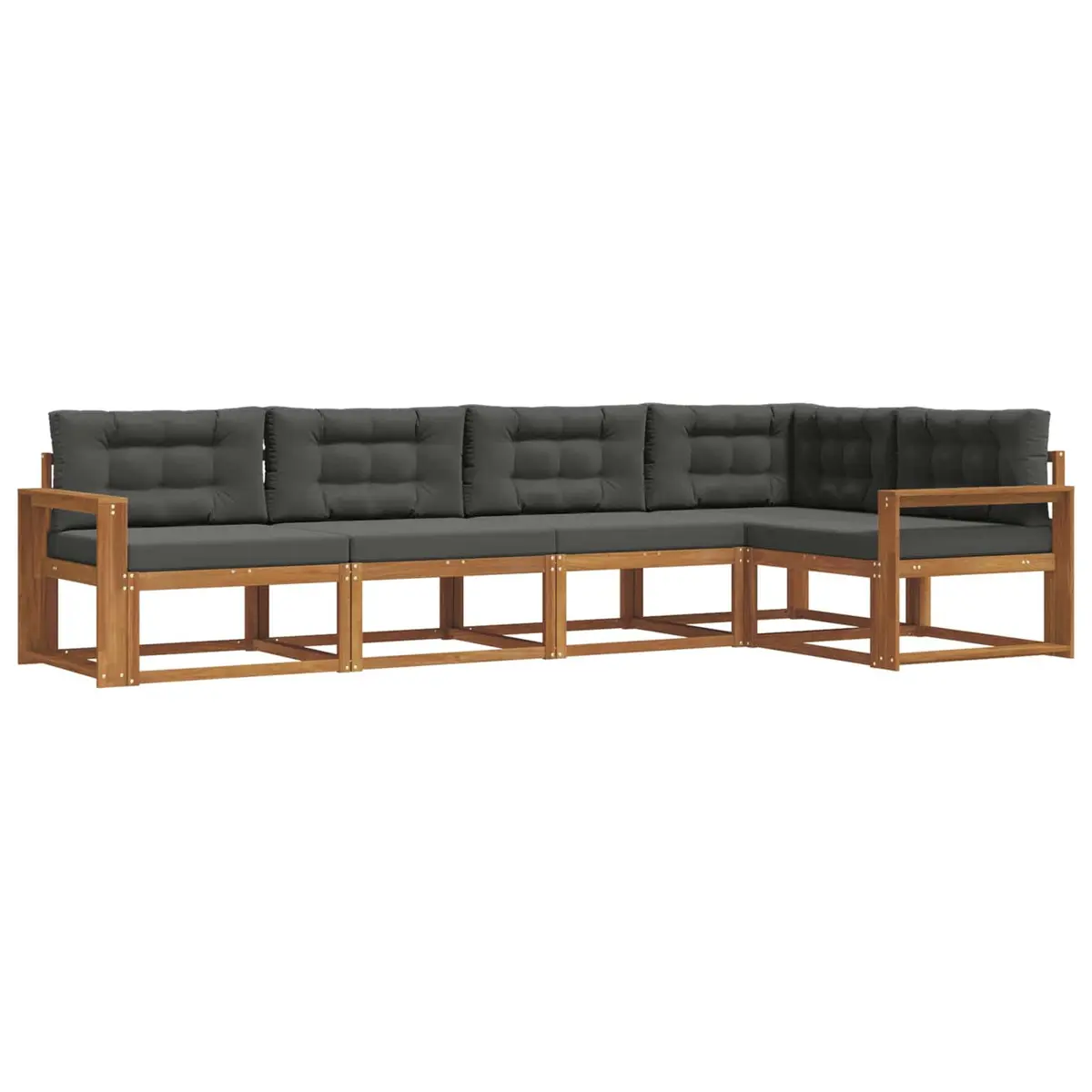 Outdoor Sectional Sofa Set 5 Pieces Modular Garden Patio Furniture Brown Cushion