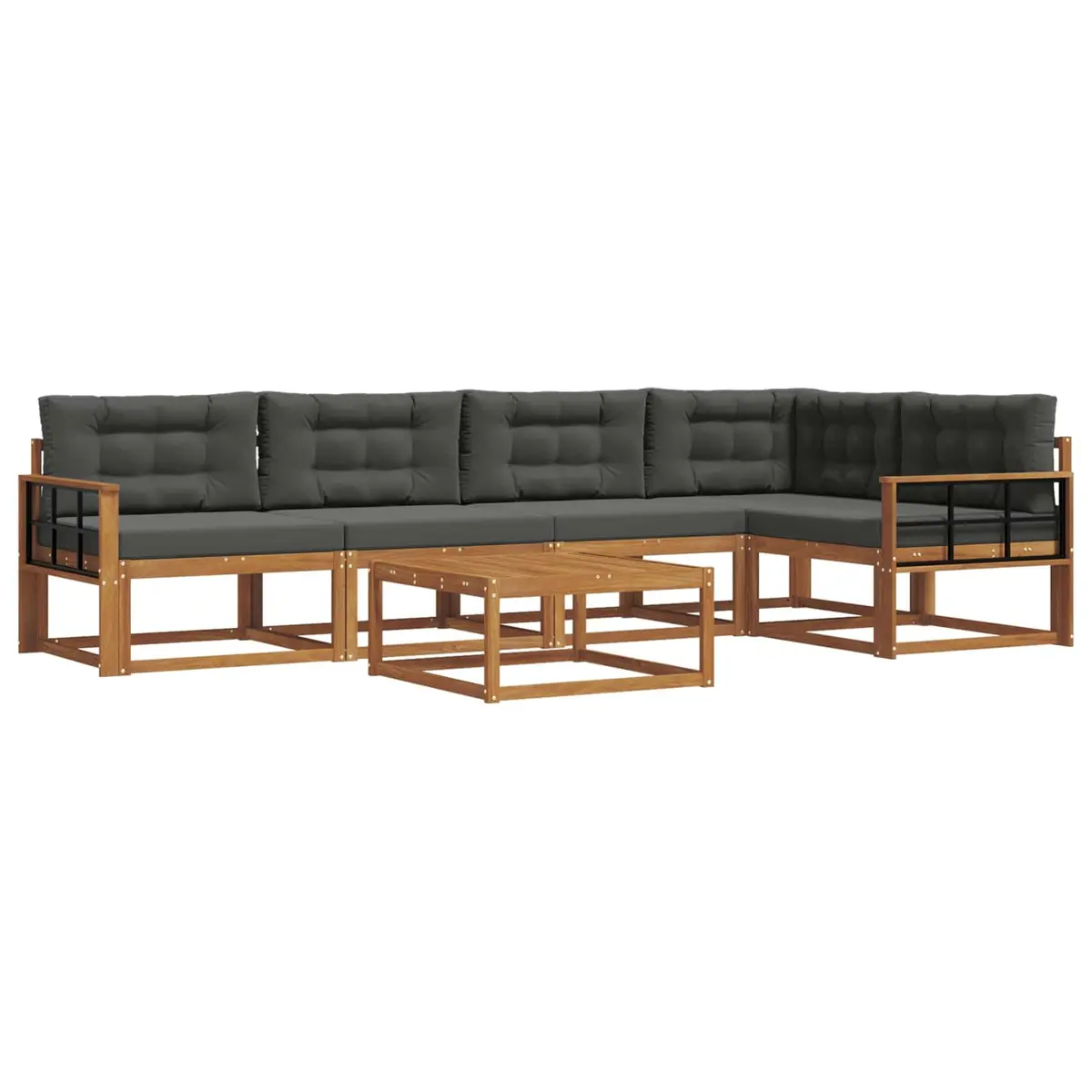 Outdoor Sectional Sofa Set 6 Piece Modular Garden Patio Furniture Brown