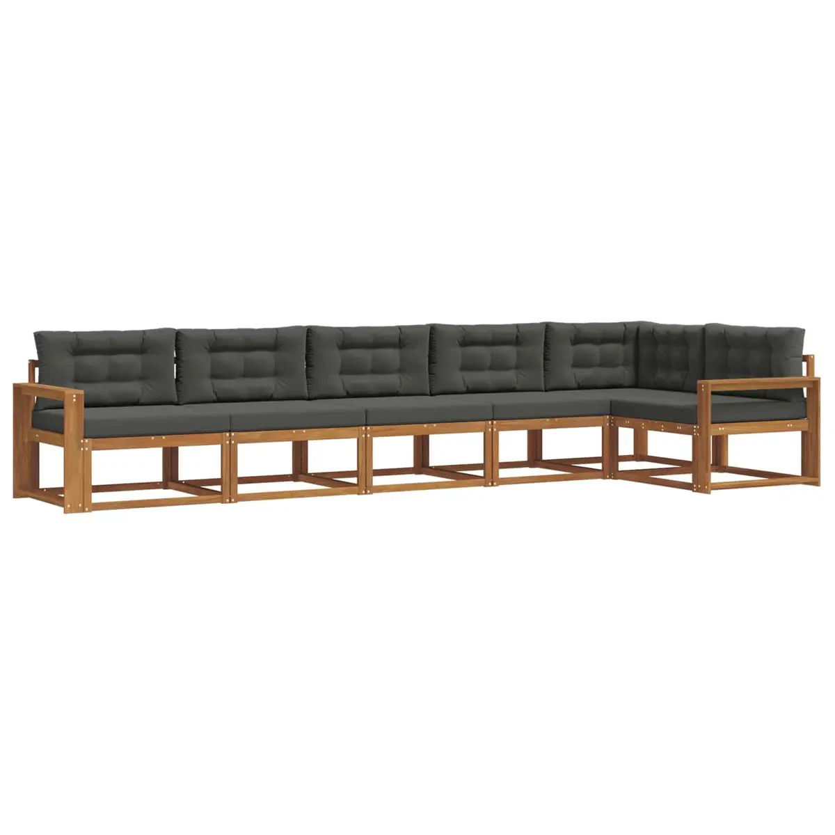Outdoor Sectional Sofa Set Solid Acacia Wood Modular 6 Piece Brown