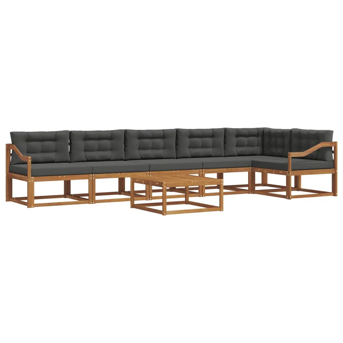 Outdoor Sofa Set Modular Lounge Suite 7 Piece Solid Acacia Natural Brown Anthracite for Garden Patio