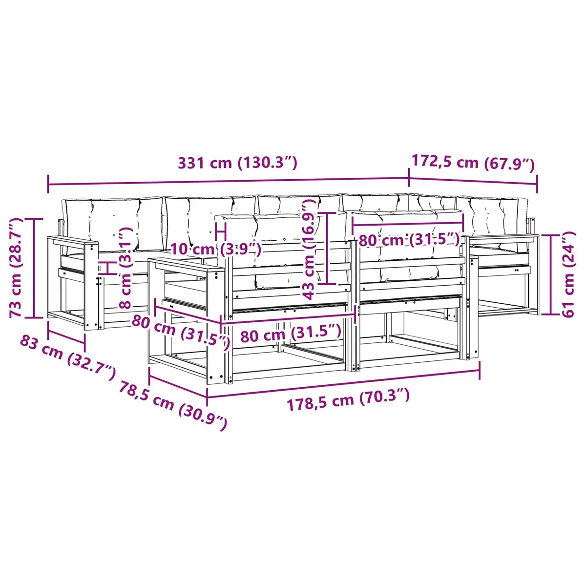 7-Piece Sectional Sofa Set for Outdoor Use