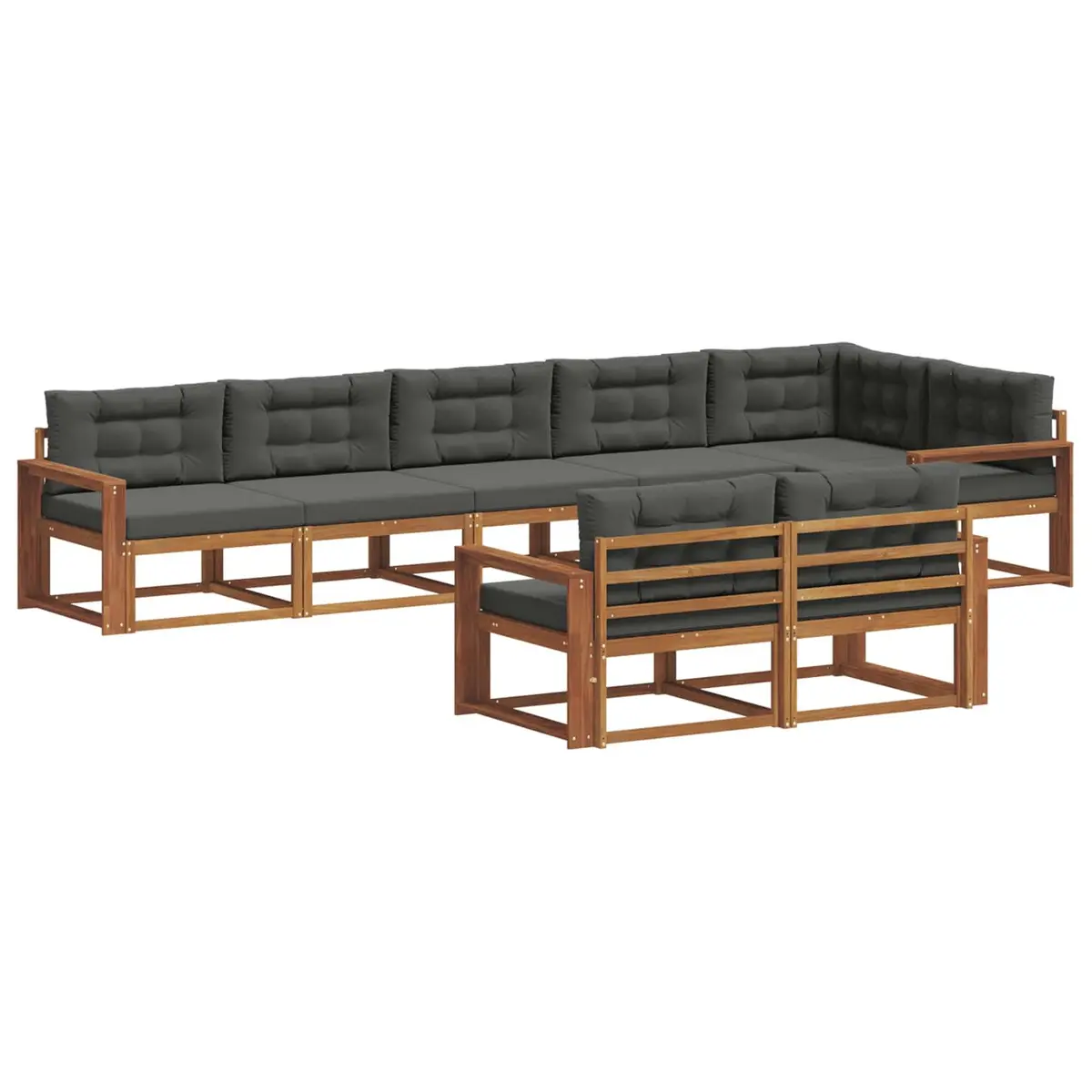 Outdoor Sectional Sofa Set Solid Acacia Wood 8 Piece Brown