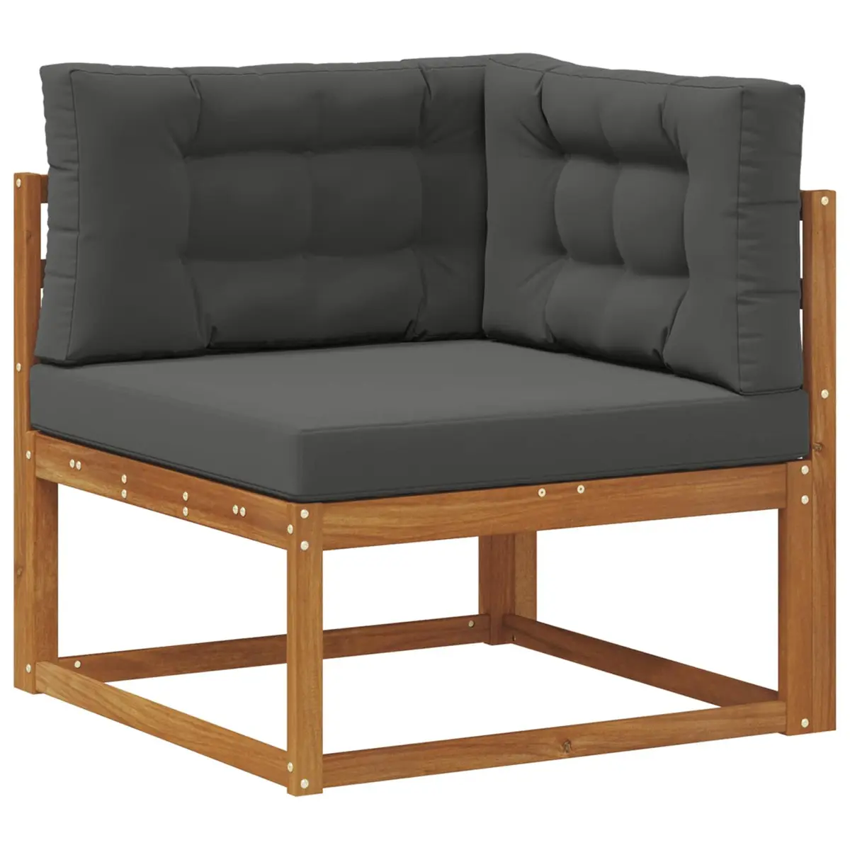 Outdoor Sectional Sofa Set Solid Acacia Wood 8 Piece Modular Patio Garden Furniture Brown Anthracite