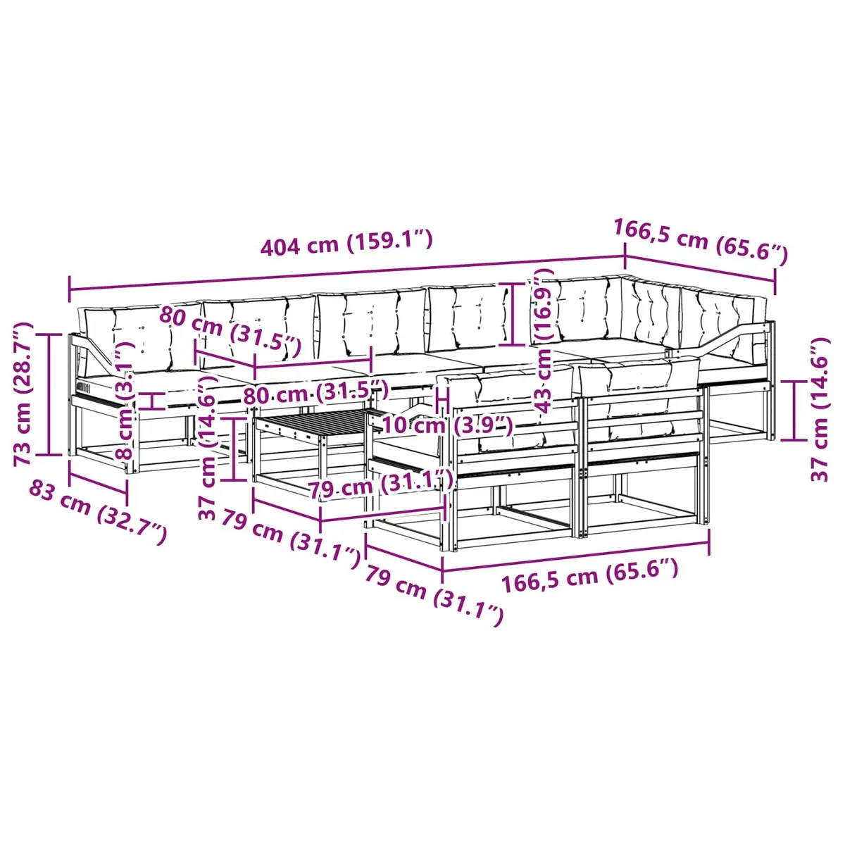 9-Piece Outdoor Sectional for Various Uses