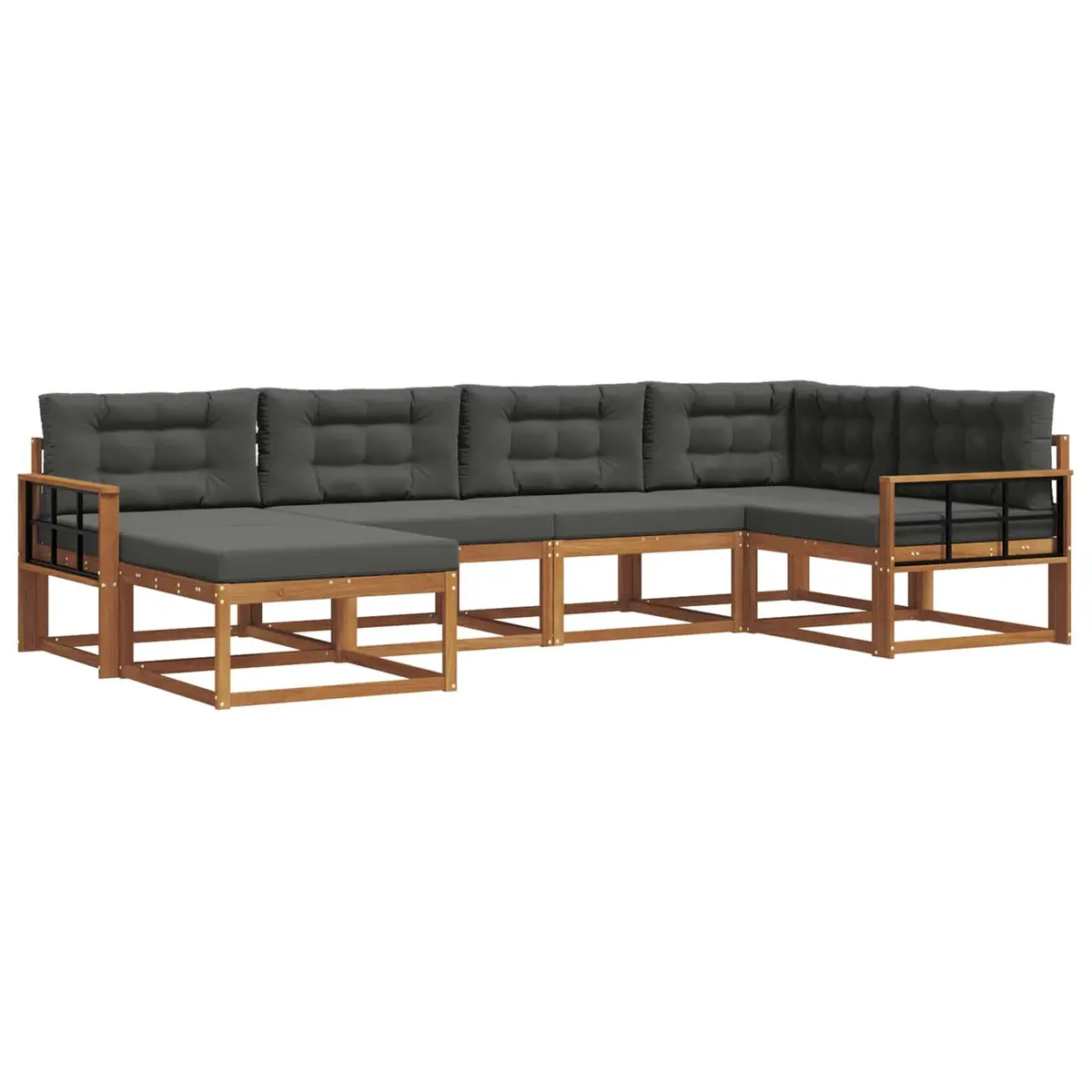 Outdoor Sofa Set Modular Acacia Wood 6 Piece Brown