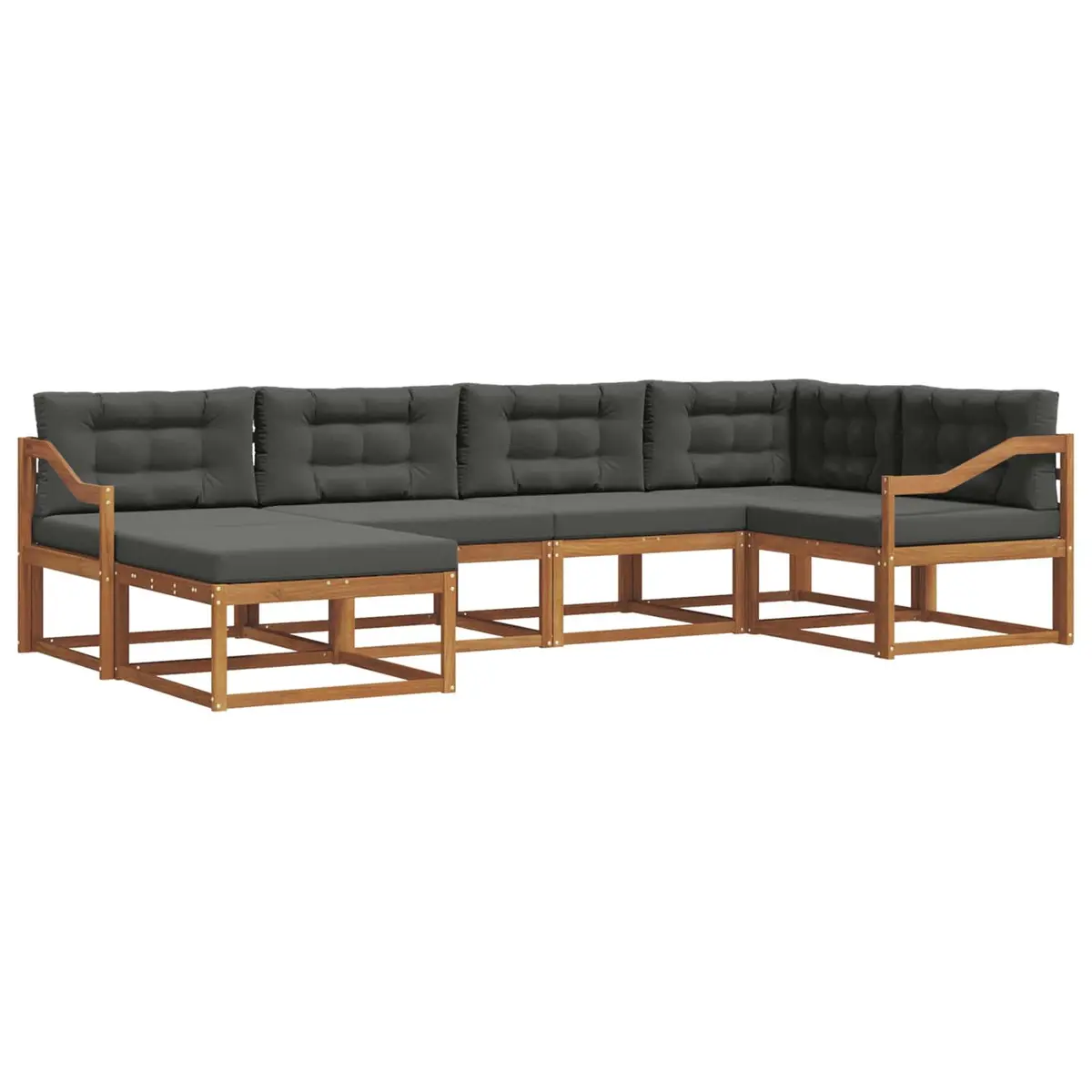 Outdoor Sofa Set Solid Acacia Wood 6 Piece Brown Modular Sectional Garden Patio Furniture