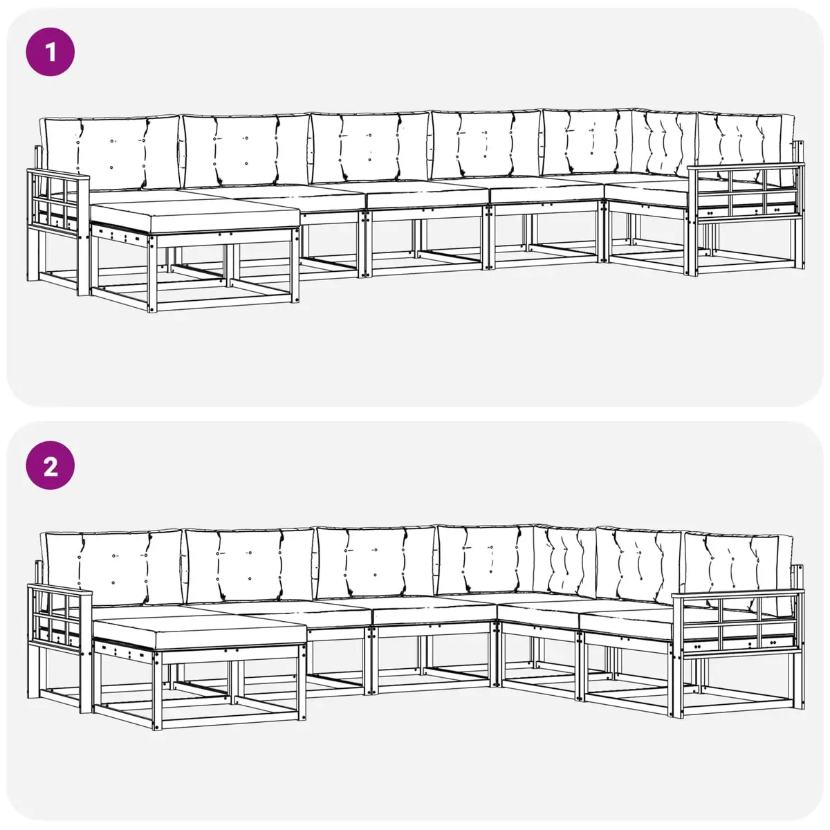 7 Piece Sectional Sofa Set for Outdoor Living