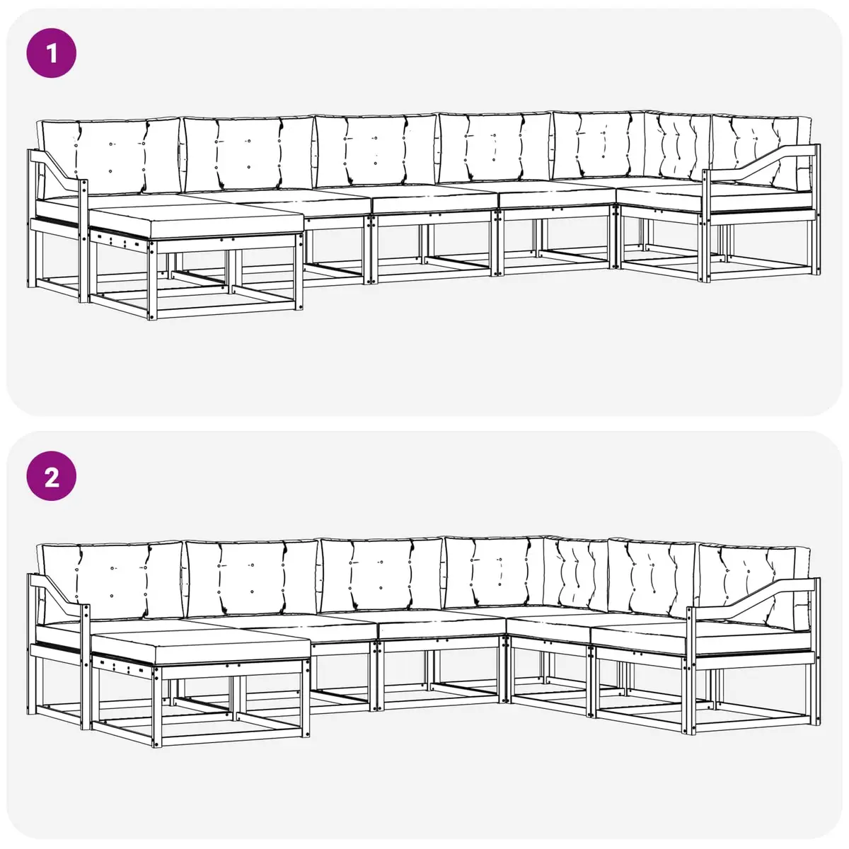 7-Piece Modular Sofa Set for Outdoor Use
