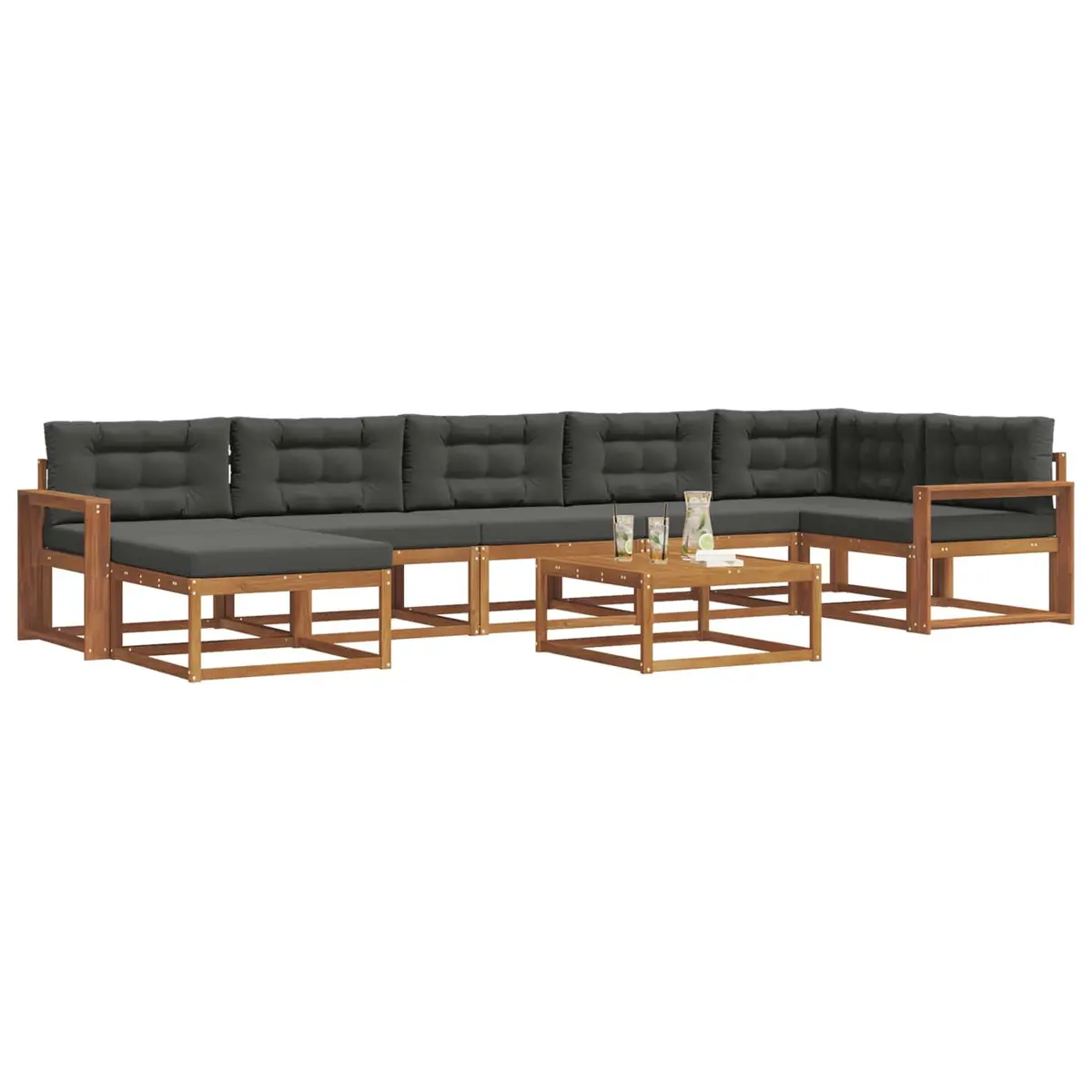 Outdoor Sectional Sofa Set 8 Pieces Garden Patio Furniture with Cushions