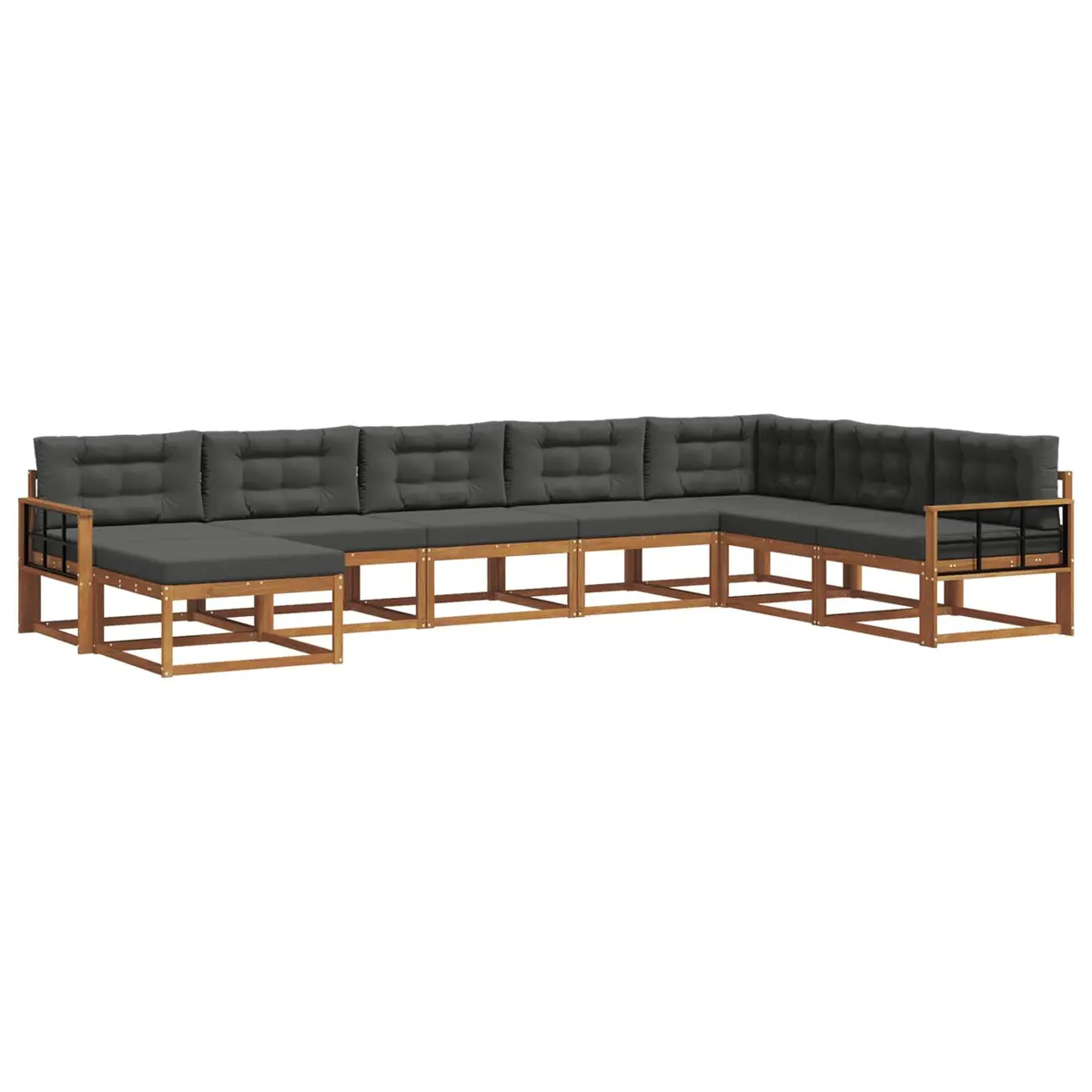 Outdoor Sectional Sofa Set 8pcs Garden Patio Furniture Brown with Cushions