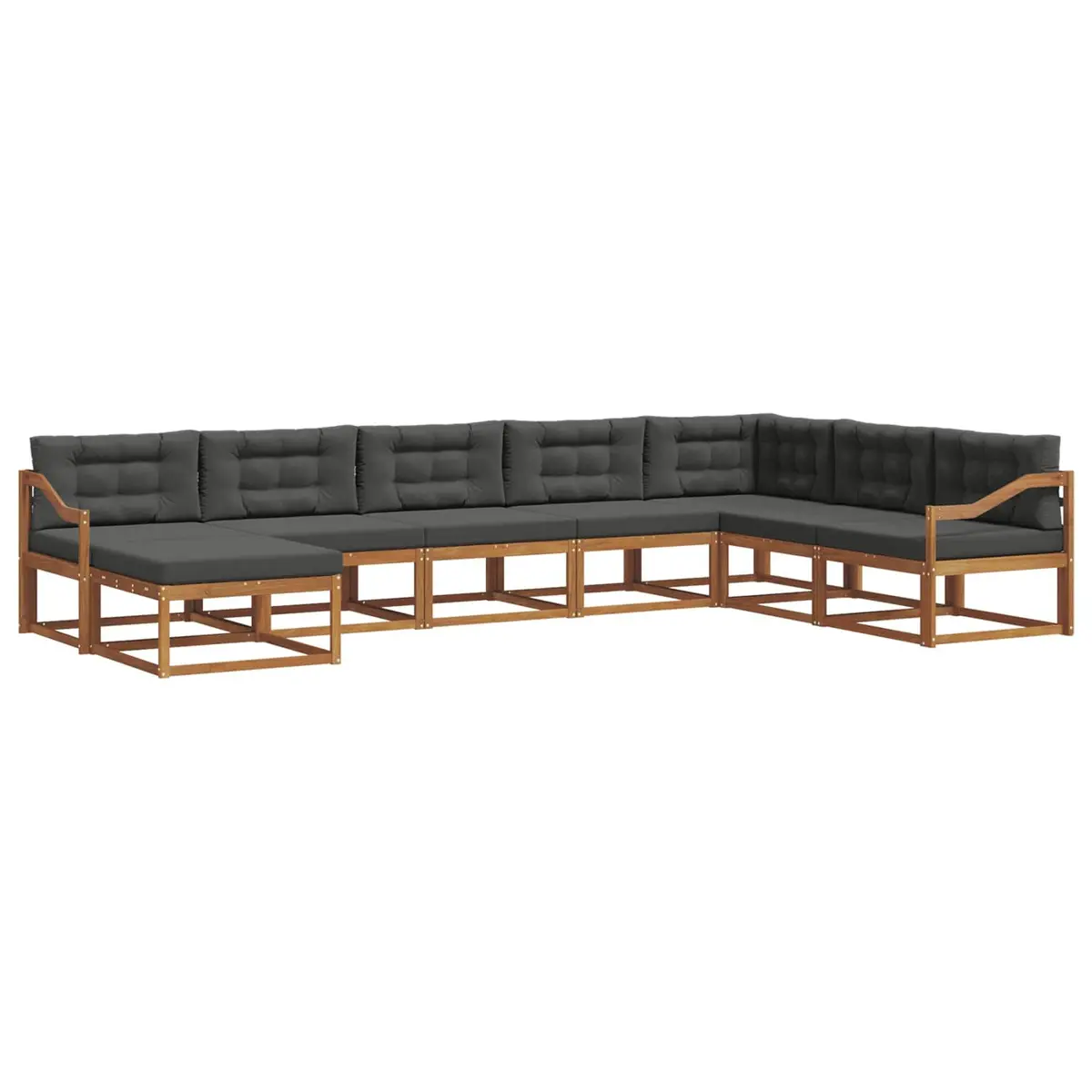 Outdoor Sectional Sofa Set 8 Pieces Brown Garden Patio Furniture with Cushions