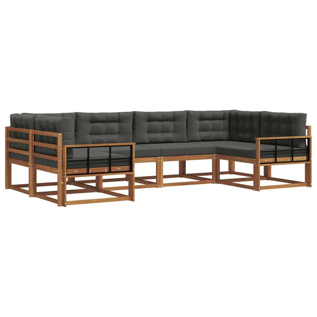 Outdoor Sectional Sofa Set 6 Pieces Garden Patio Furniture with Cushions