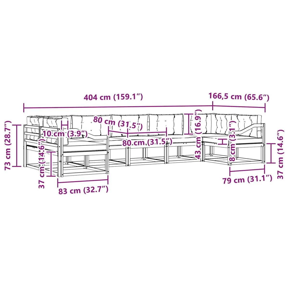 7-Piece Outdoor Sectional Sofa for Gardens