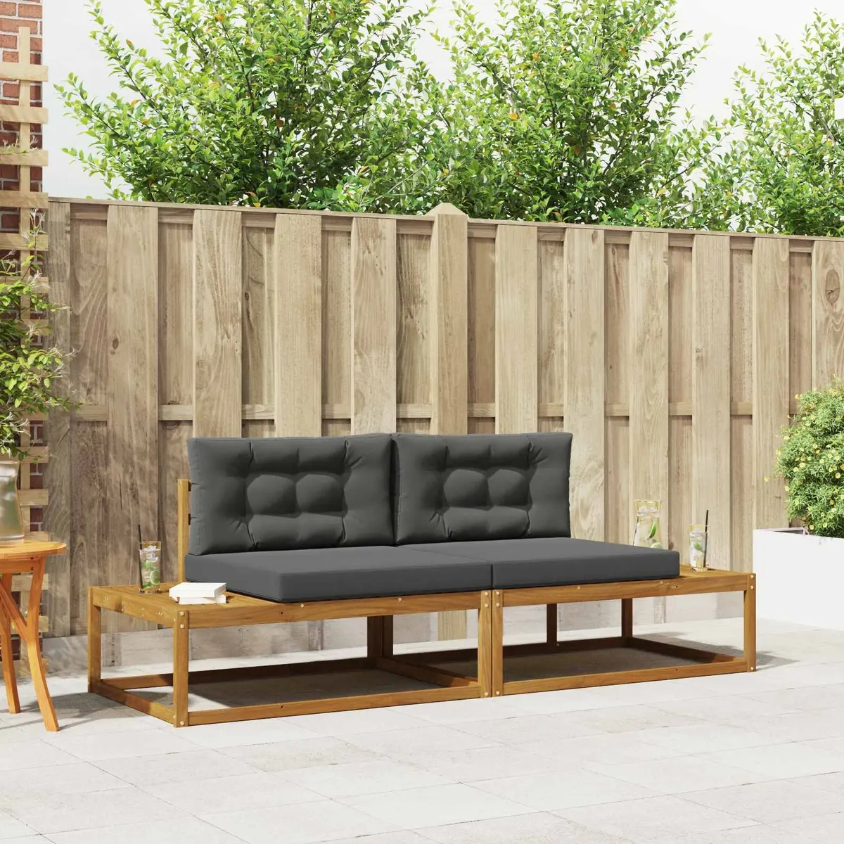 Outdoor Sectional Sofa Set Modular Garden Patio Seating with Cushions Slat Back