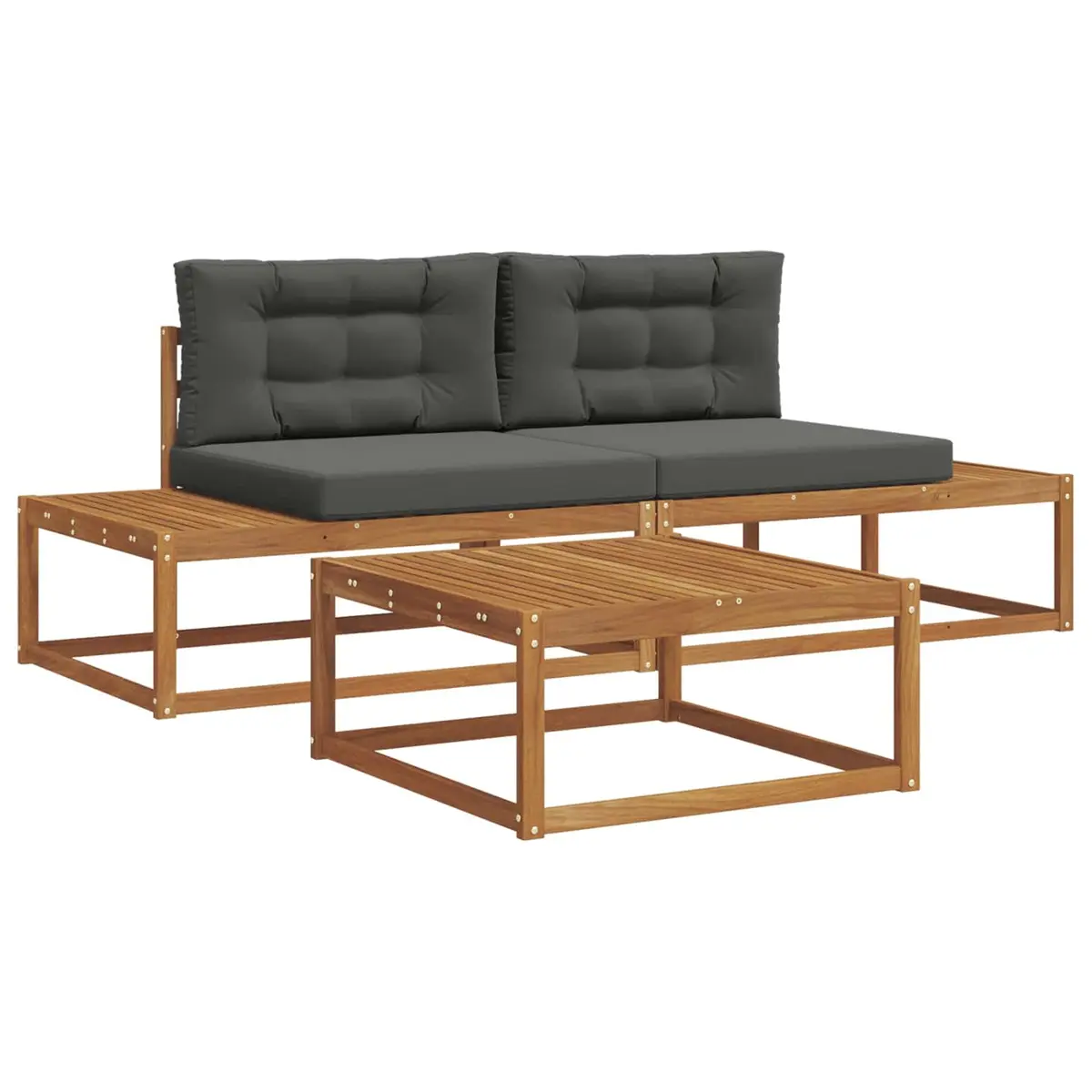 Outdoor Sectional Sofa Set Modular Garden Patio Seating Brown Acacia Wood