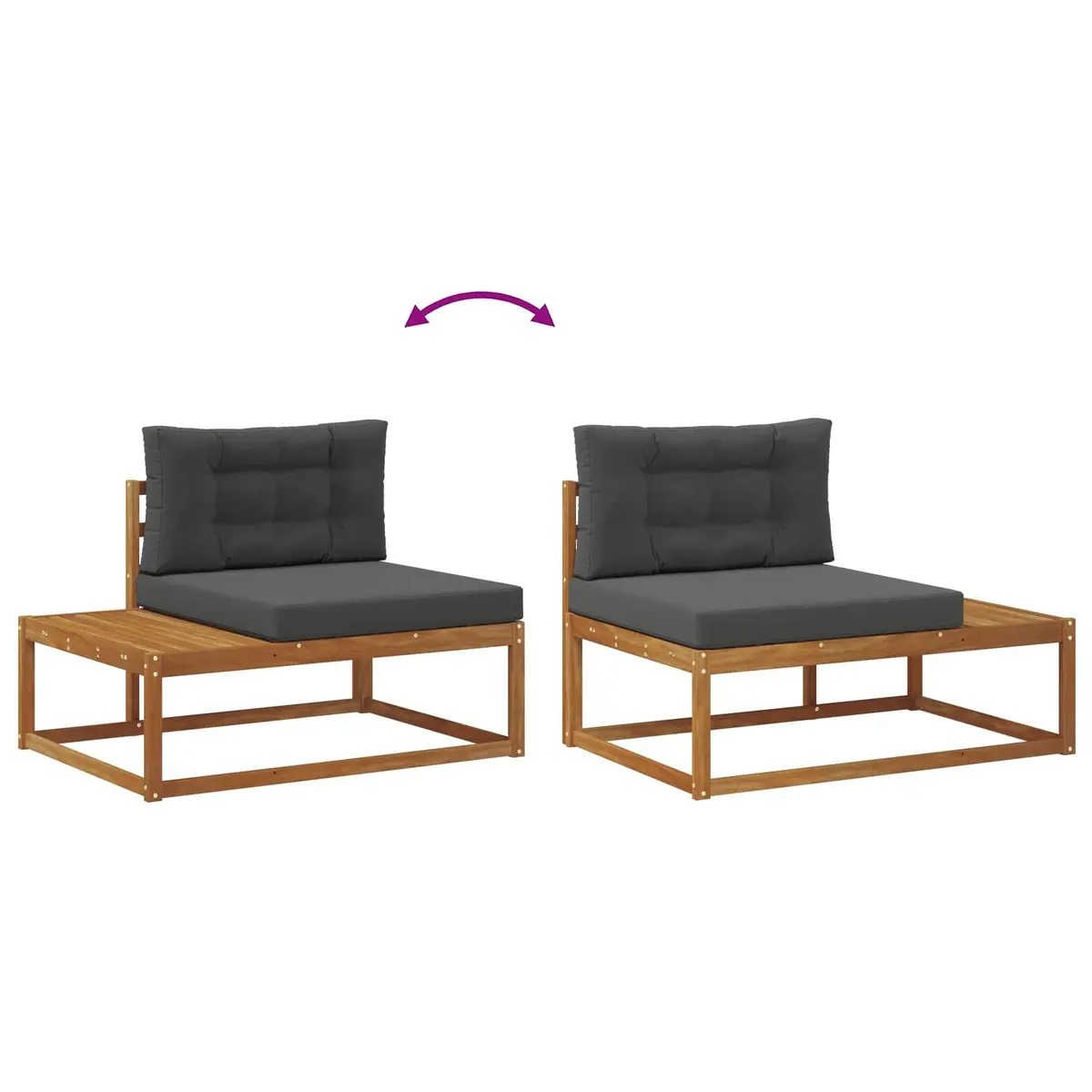 Outdoor Sectional Sofa Set Modular Garden Patio Seating Brown Acacia Wood