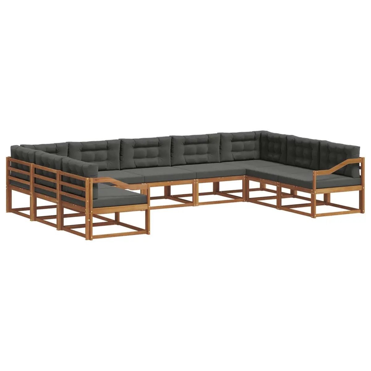9PieceOutdoorSofaSetGardenPatioFurnitureSolidAcaciaWoodCushionsBrownSlatBackDesign