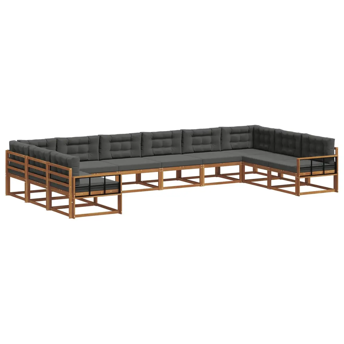 Outdoor Sectional Sofa Set with Cushions 10 Pieces Garden Patio Furniture