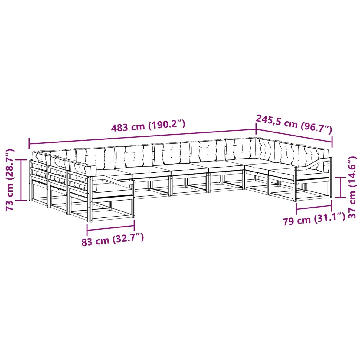 10-Piece Outdoor Sectional Sofa for Gatherings
