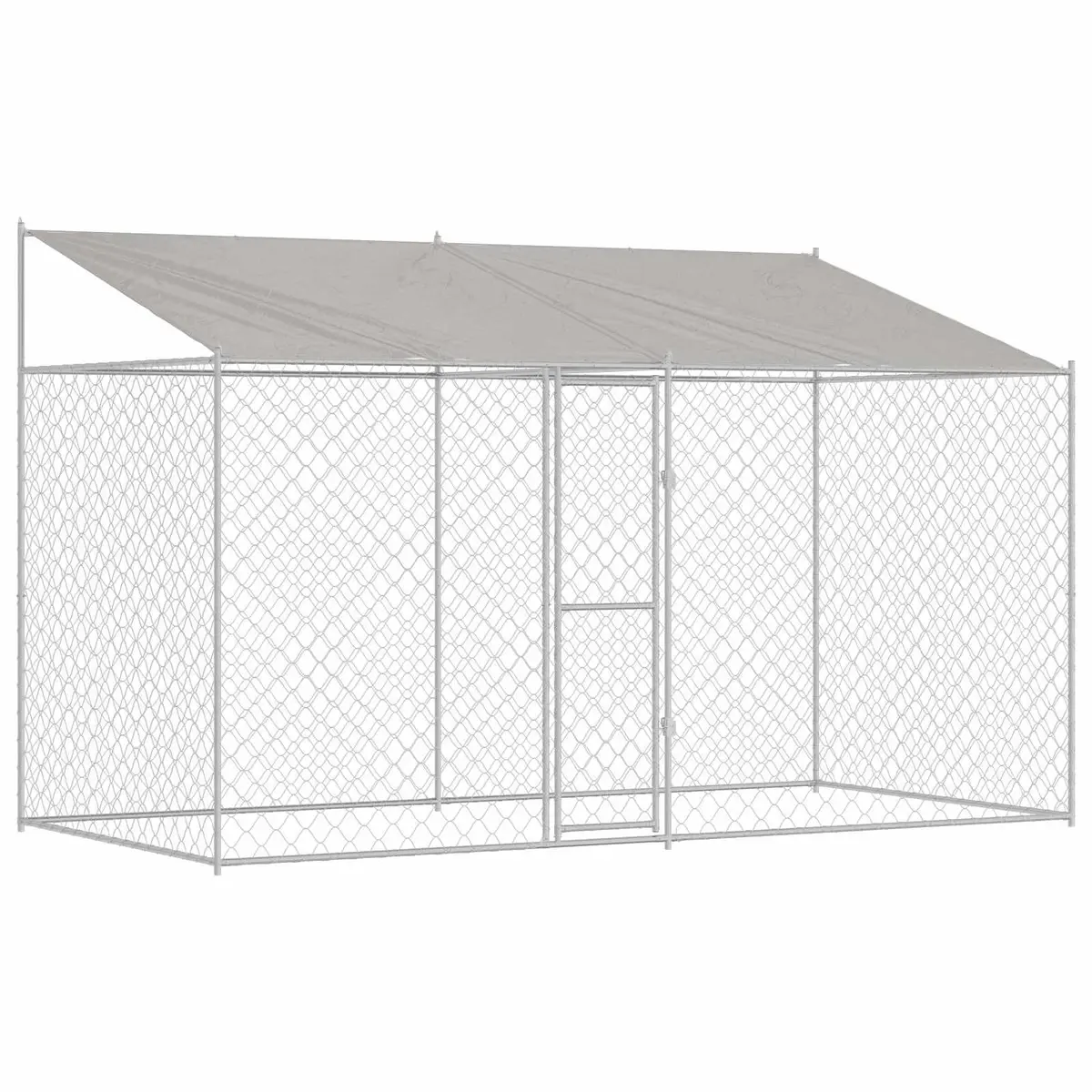 Dog Cage Outdoor Steel Frame Large Breed 400 x 200 x 256 cm Silver