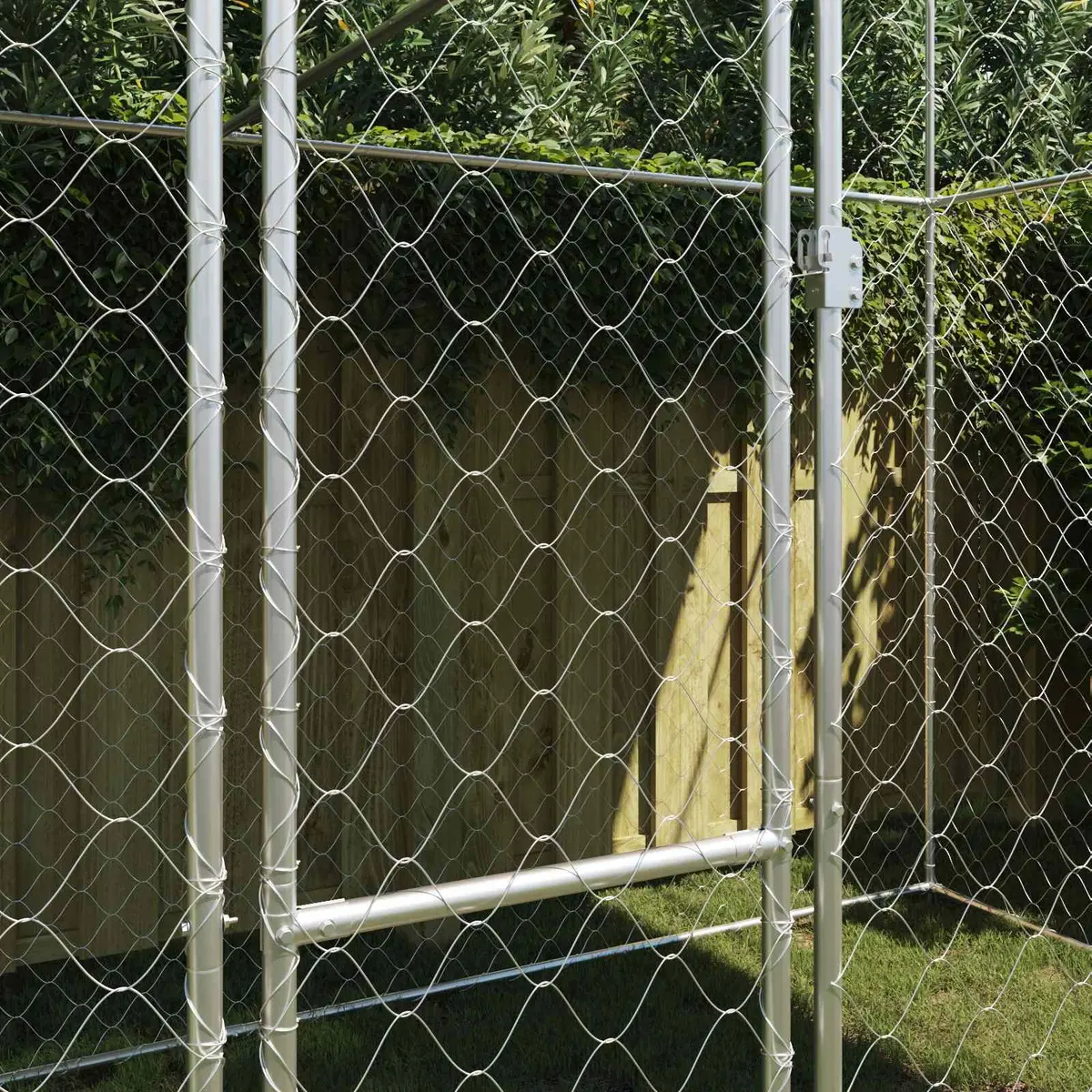 Dog Cage Outdoor Steel Frame Large Breed 400 x 200 x 256 cm Silver