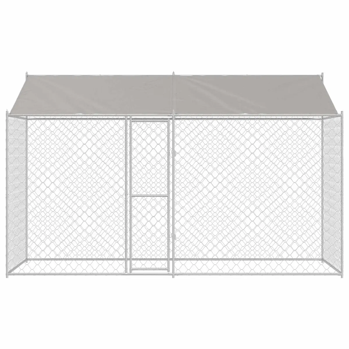 Dog Cage Outdoor Steel Frame Large Breed 400 x 200 x 256 cm Silver