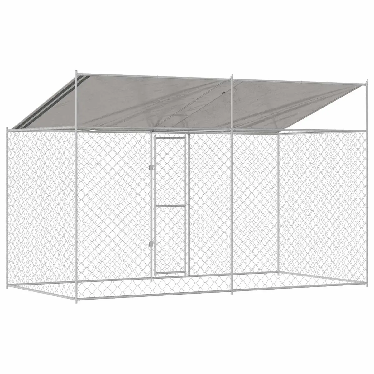 Dog Cage Outdoor Steel Frame Large Breed 400 x 200 x 256 cm Silver