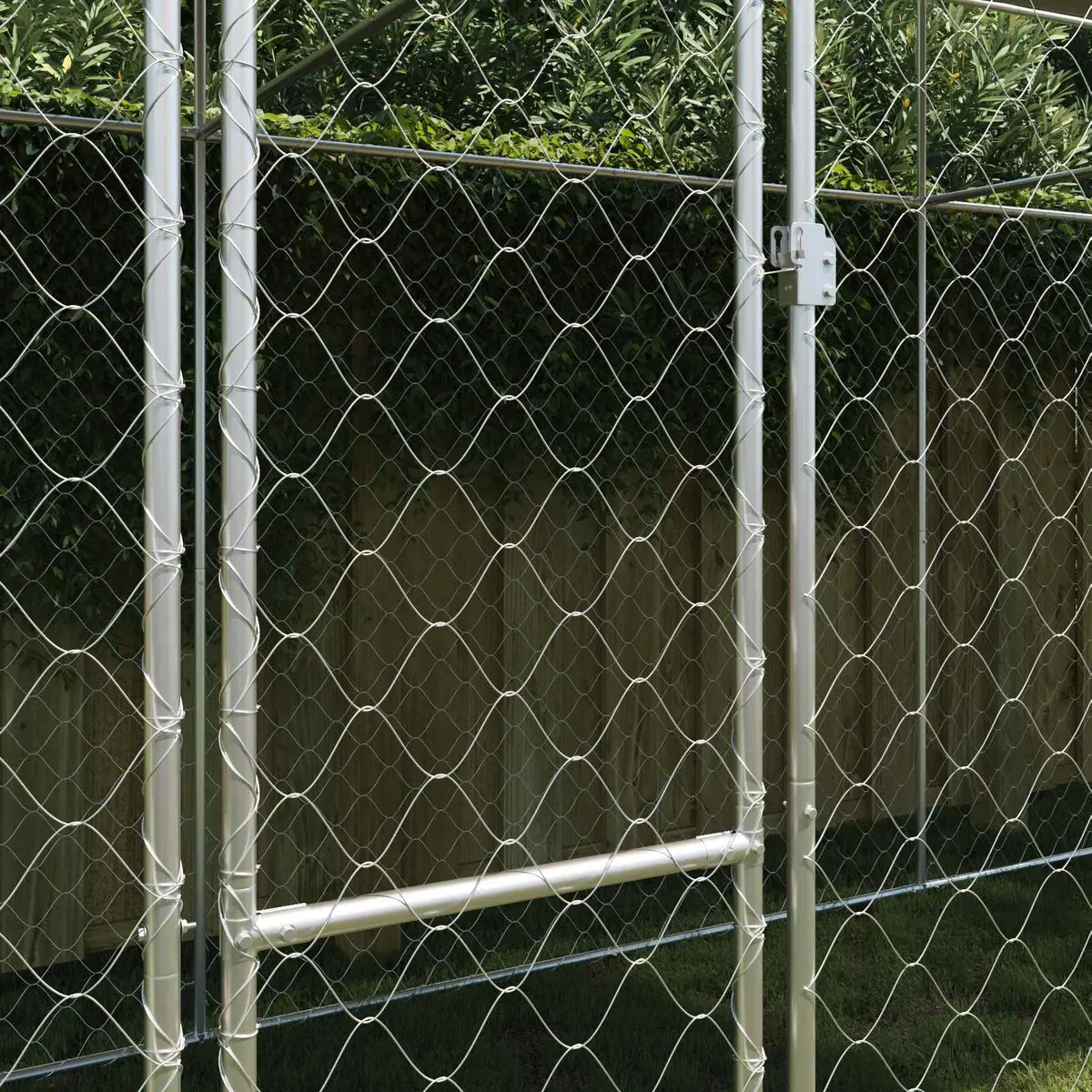 Dog Kennel Steel Frame Large Outdoor Cage with Roof Silver