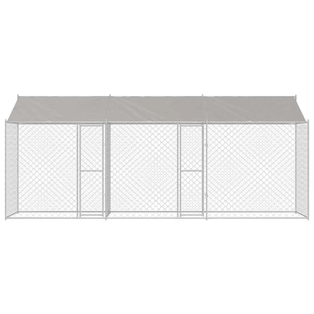 Dog Cage Steel Frame Outdoor Kennel Run Enclosure Large Breed Silver