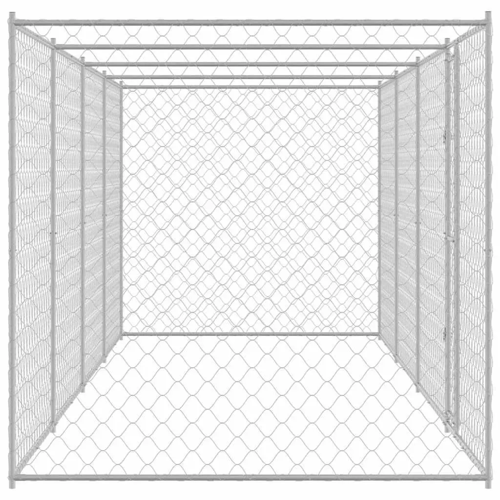 Silver Dog Cage for Large Breeds, Outdoor Use