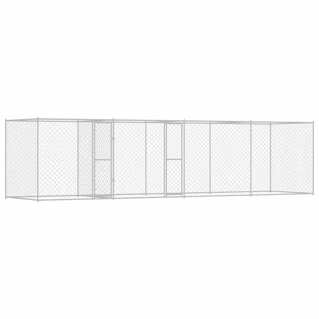 Dog Cage Outdoor Galvanised Steel Kennel Run Large Breed Pet Enclosure Silver
