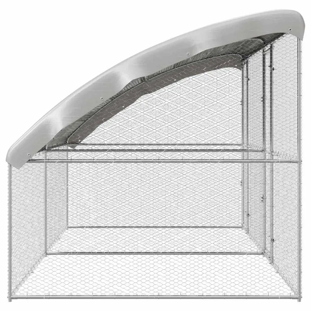 Chicken Cage Galvanised Steel Metal 400 x 200 x 200 cm Silver 2 Piece Outdoor Poultry Enclosure