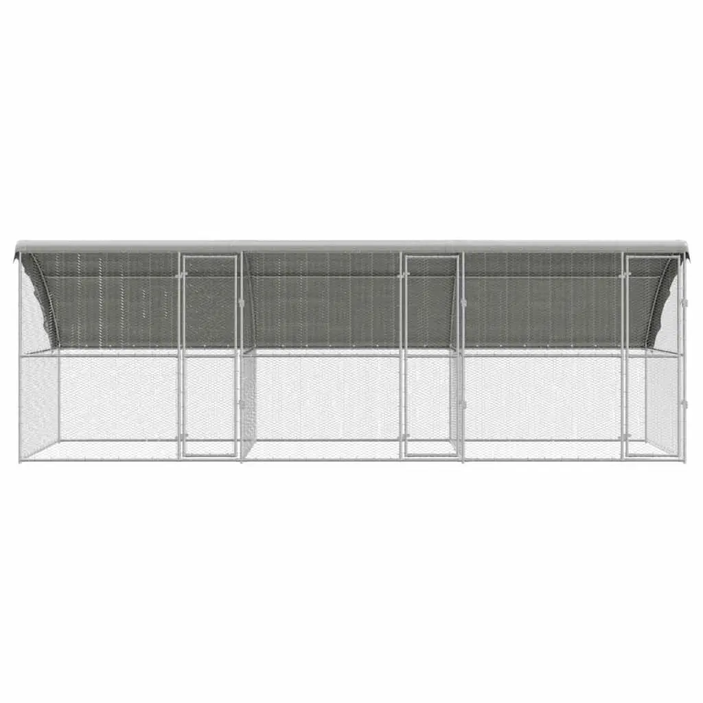 Chicken Cage 3 pcs Silver 600 x 200 x 200 cm Outdoor Poultry Run Housing