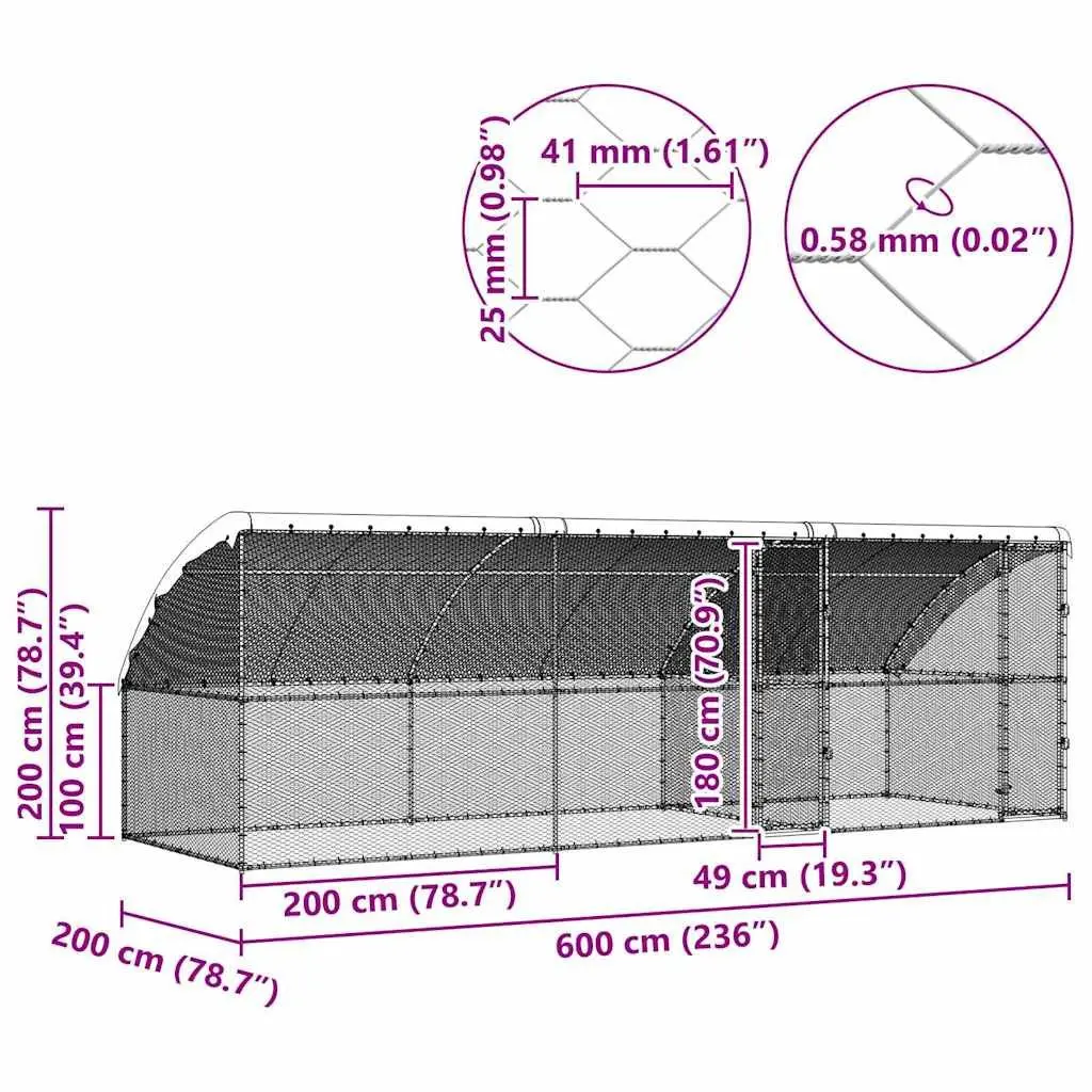Chicken Cage 3 pcs Galvanised Steel for Home Use