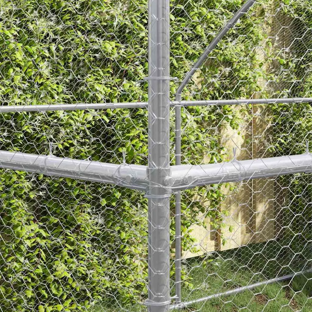 Chicken Cage Steel PE 600x200x200cm Silver 3 Piece Outdoor Poultry Run Pen