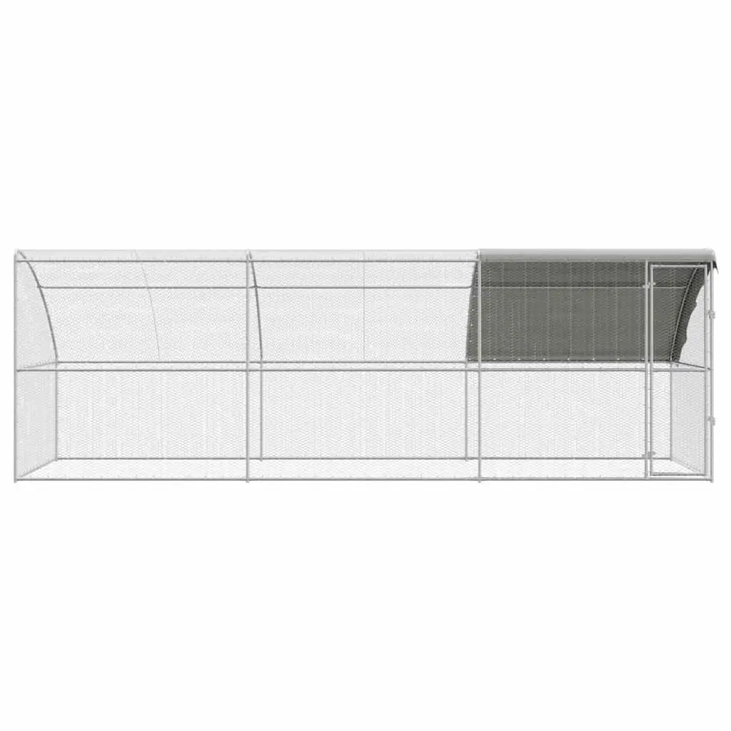 Chicken Cage Steel PE 600x200x200cm Silver 3 Piece Outdoor Poultry Run Pen