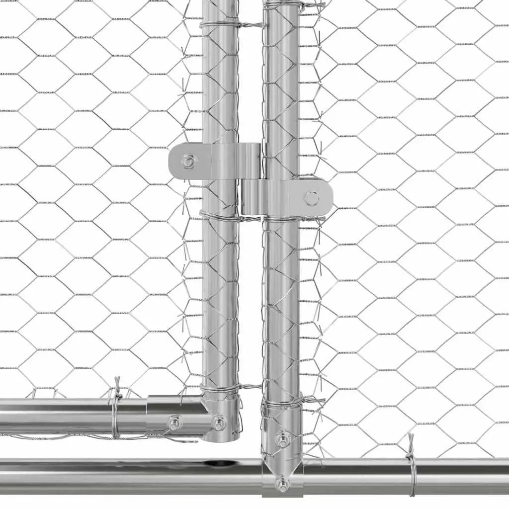 Chicken Cage Steel PE 600x200x200cm Silver 3 Piece Outdoor Poultry Run Pen