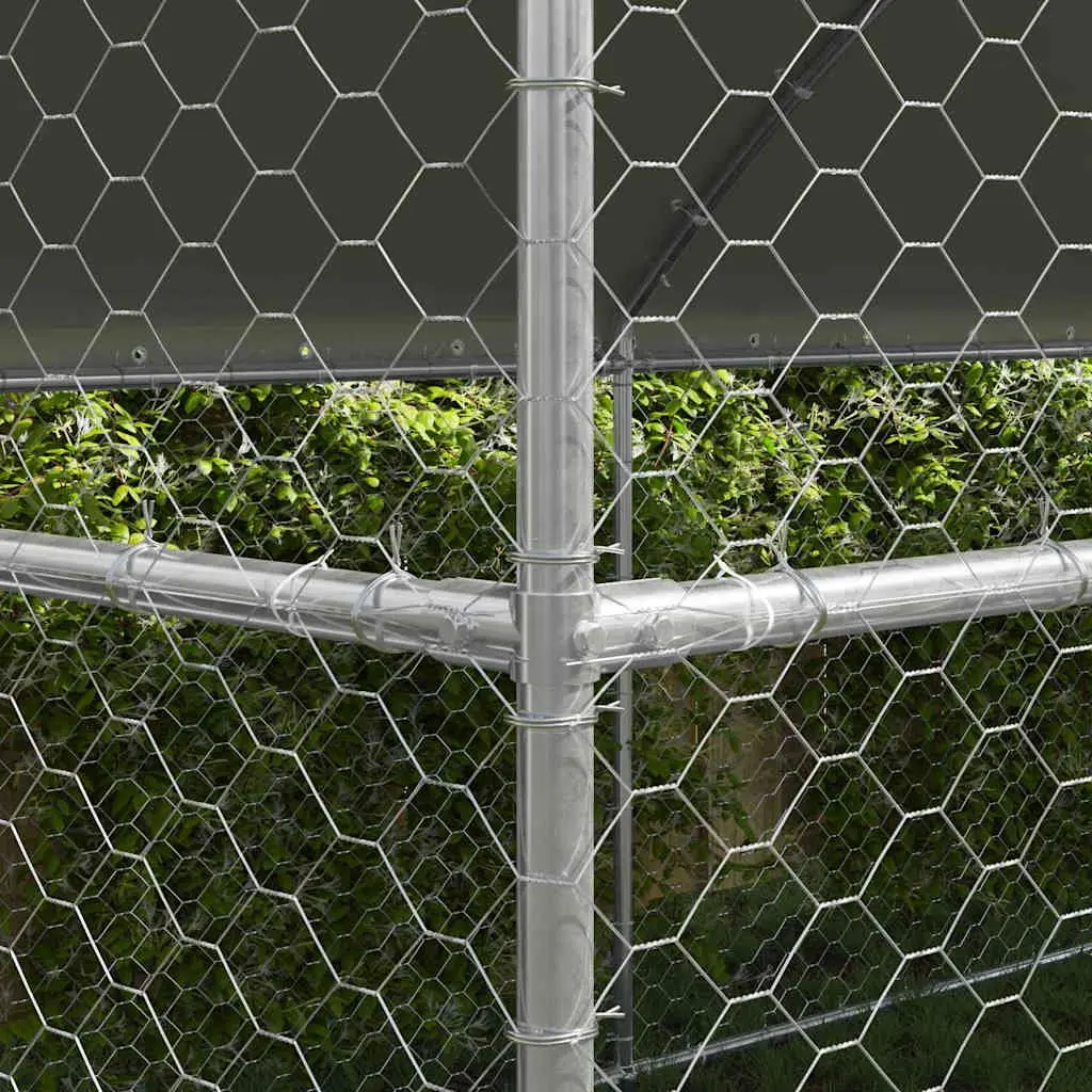 Dog Kennel Galvanised Steel 6 x 2 x 2 m Silver 3 Piece Outdoor Enclosure