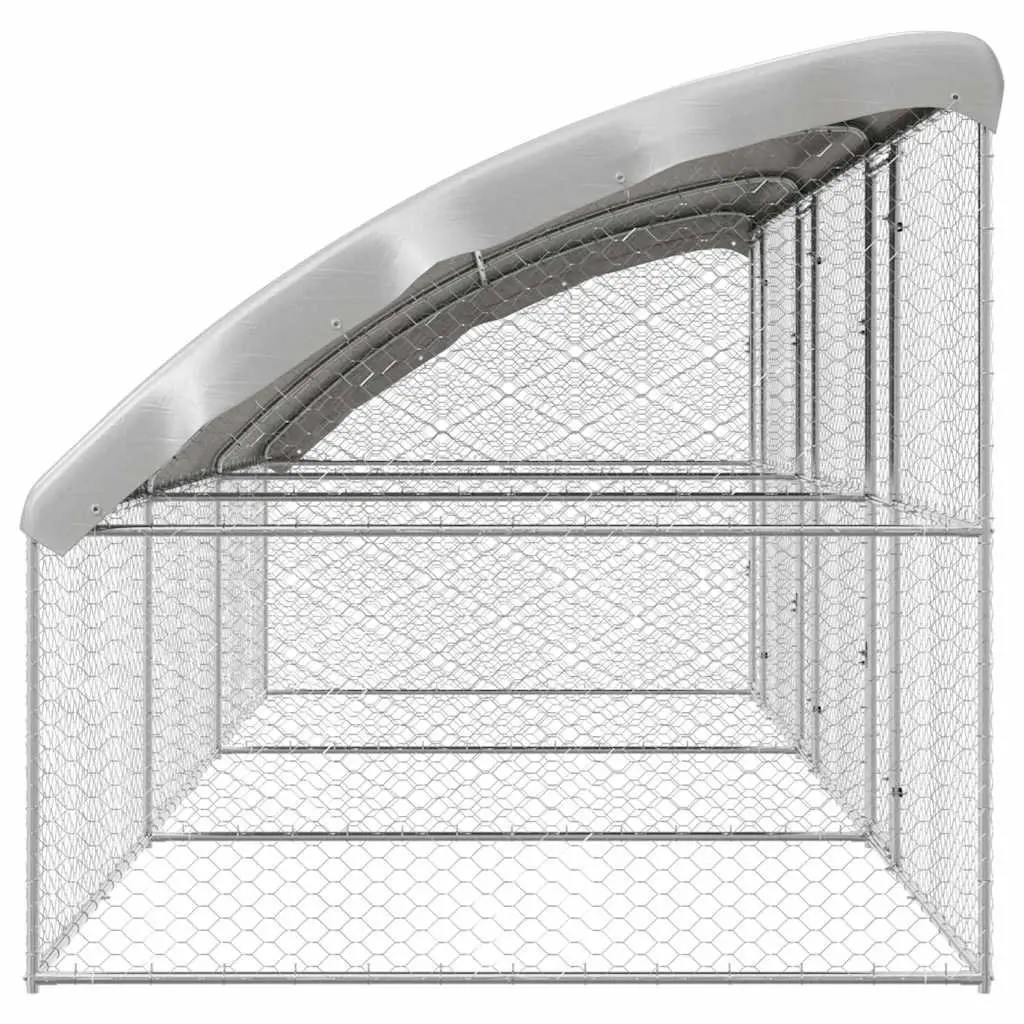 Dog Kennel Galvanised Steel 6 x 2 x 2 m Silver 3 Piece Outdoor Enclosure